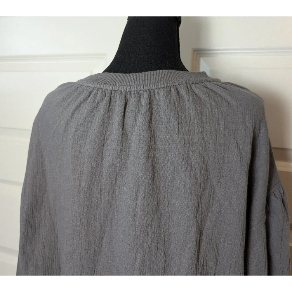 NWOT Aerie Size M Easy Street Gauze Sweatshirt  Tassel Tie Grey Oversized Boho - Picture 6 of 11